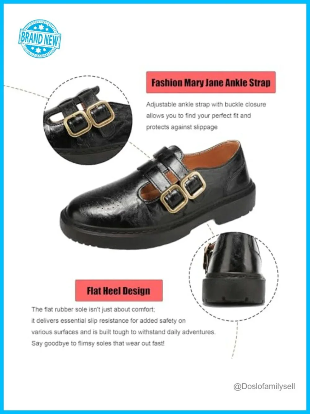 Mary Jane Flats Memory Foam Insole Comfortable Lightweight Casual Dress Shoes